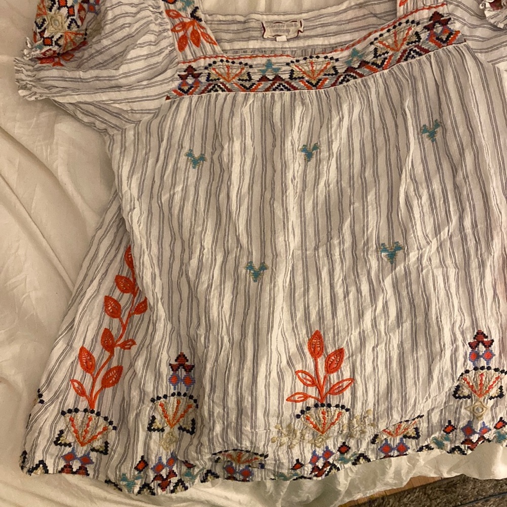 Johnny Was Mareen Puff-Sleeve Striped Peasant Top - Picture 6 of 9